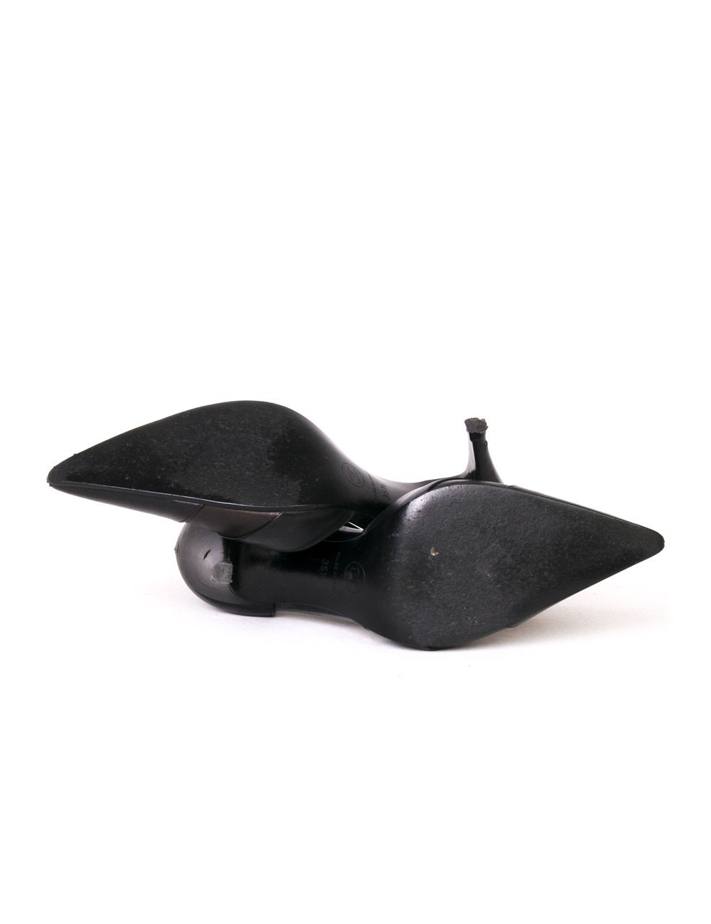 Escarpins CHANEL T35,5 cuir bicolore noir et marron