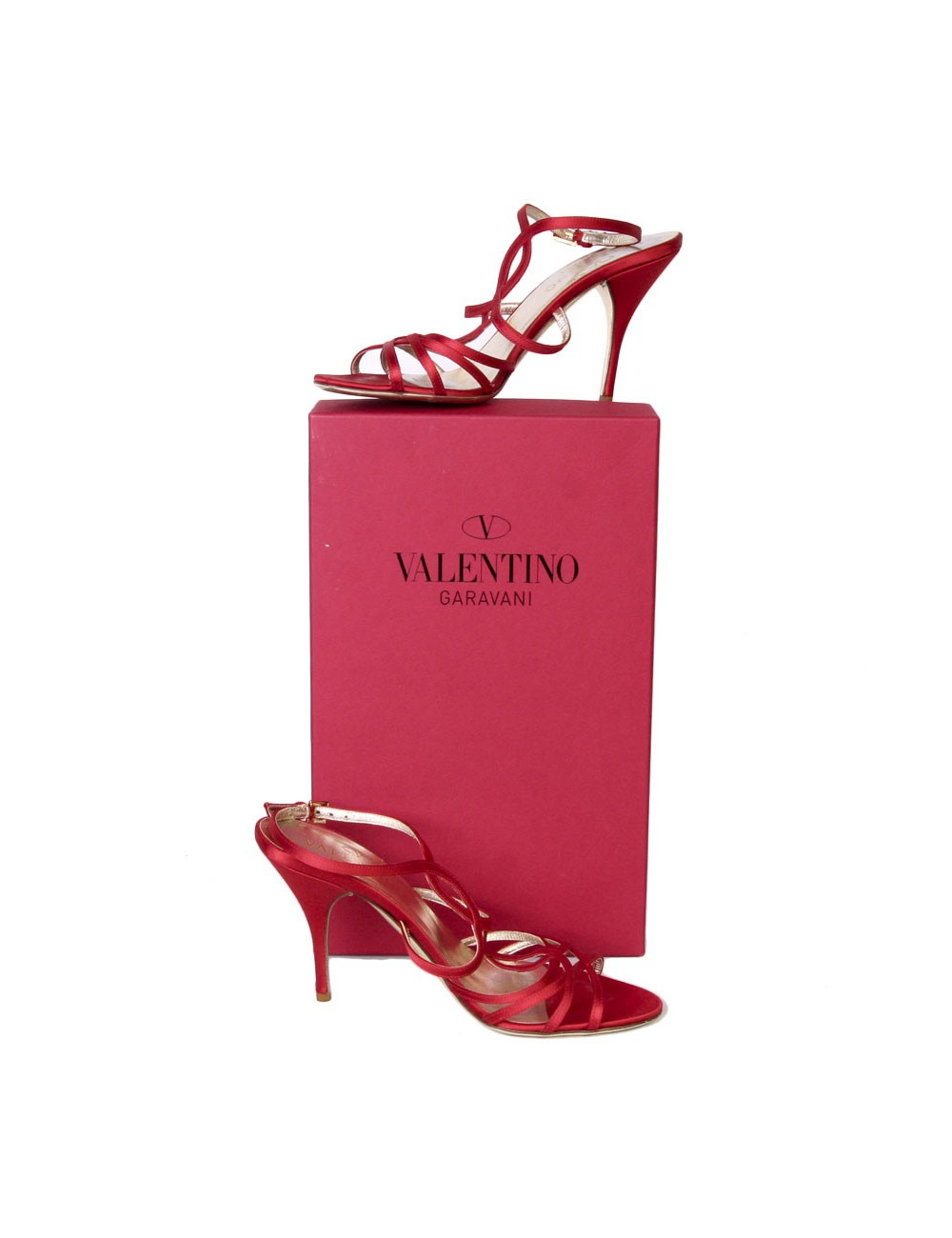 VALENTINO T37, 5 Red satin shoes