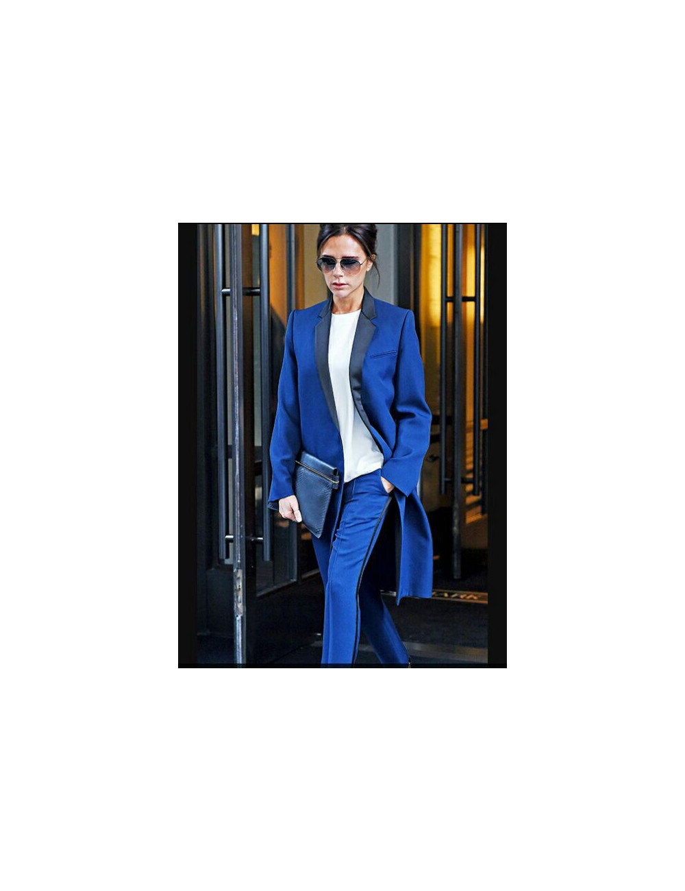 Pochette  VICTORIA BECKHAM en cuir de buffle et python noir GM