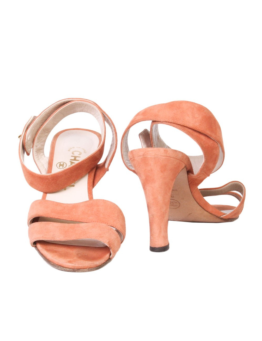Coral CHANEL T38, 5 suede sandals