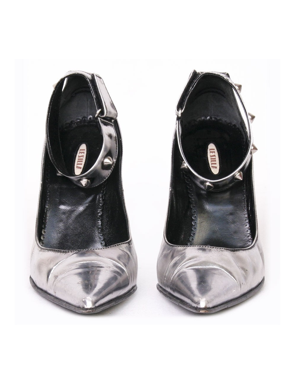 Escarpins LE SILLA  T 38 cuir argent vieilli