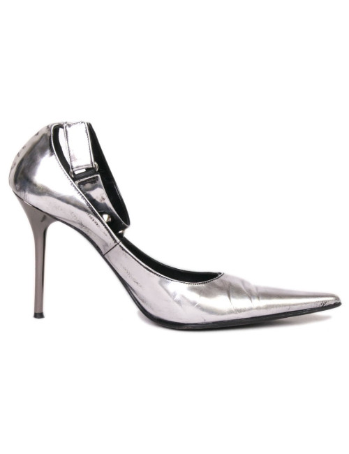 Escarpins LE SILLA  T 38 cuir argent vieilli