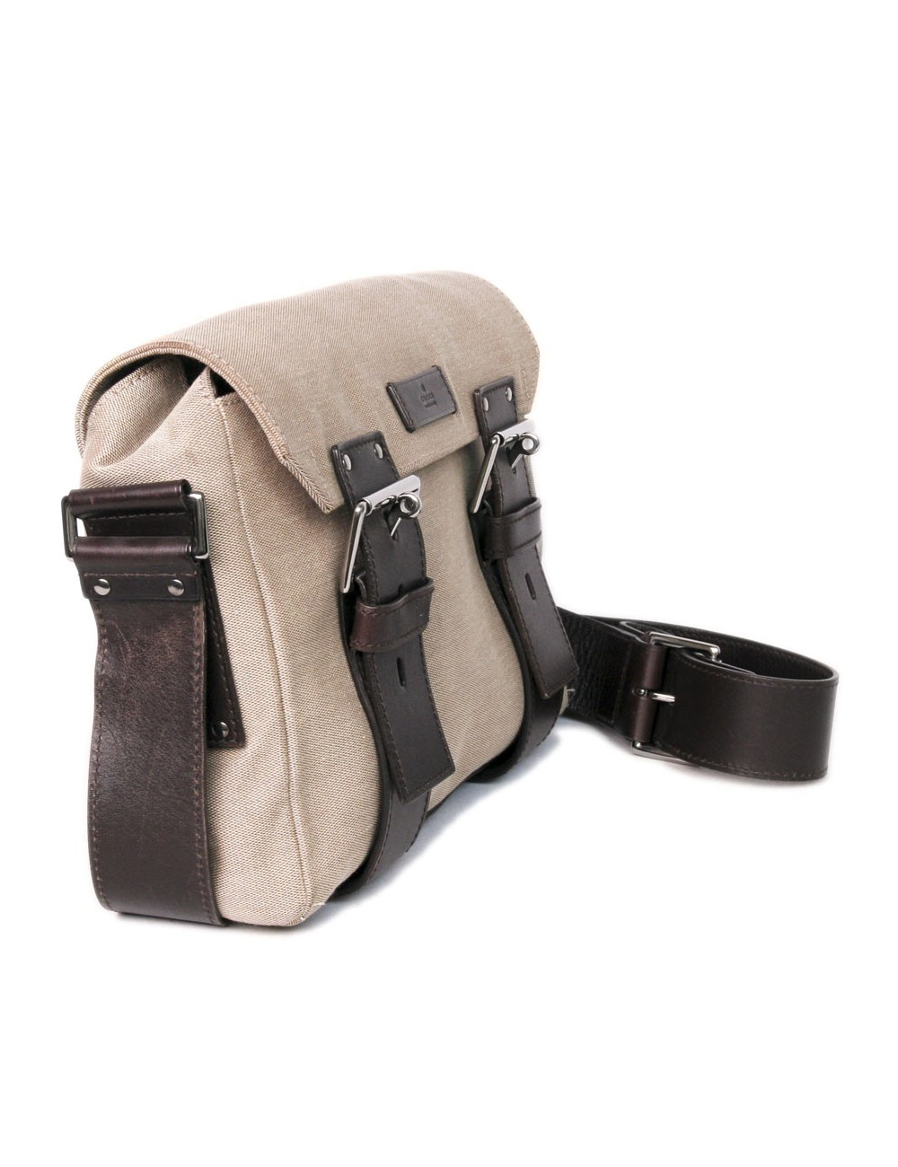 Sacoche GUCCI toile beige cuir marron