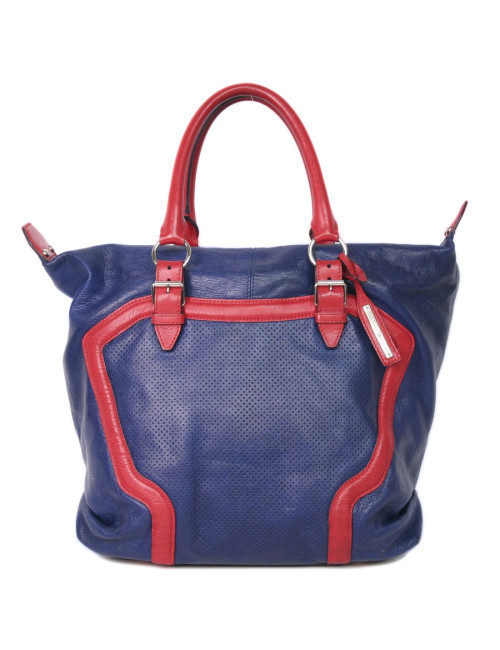 Sac ALEXANDER MC QUEEN cuir bicolore bleu et rouge