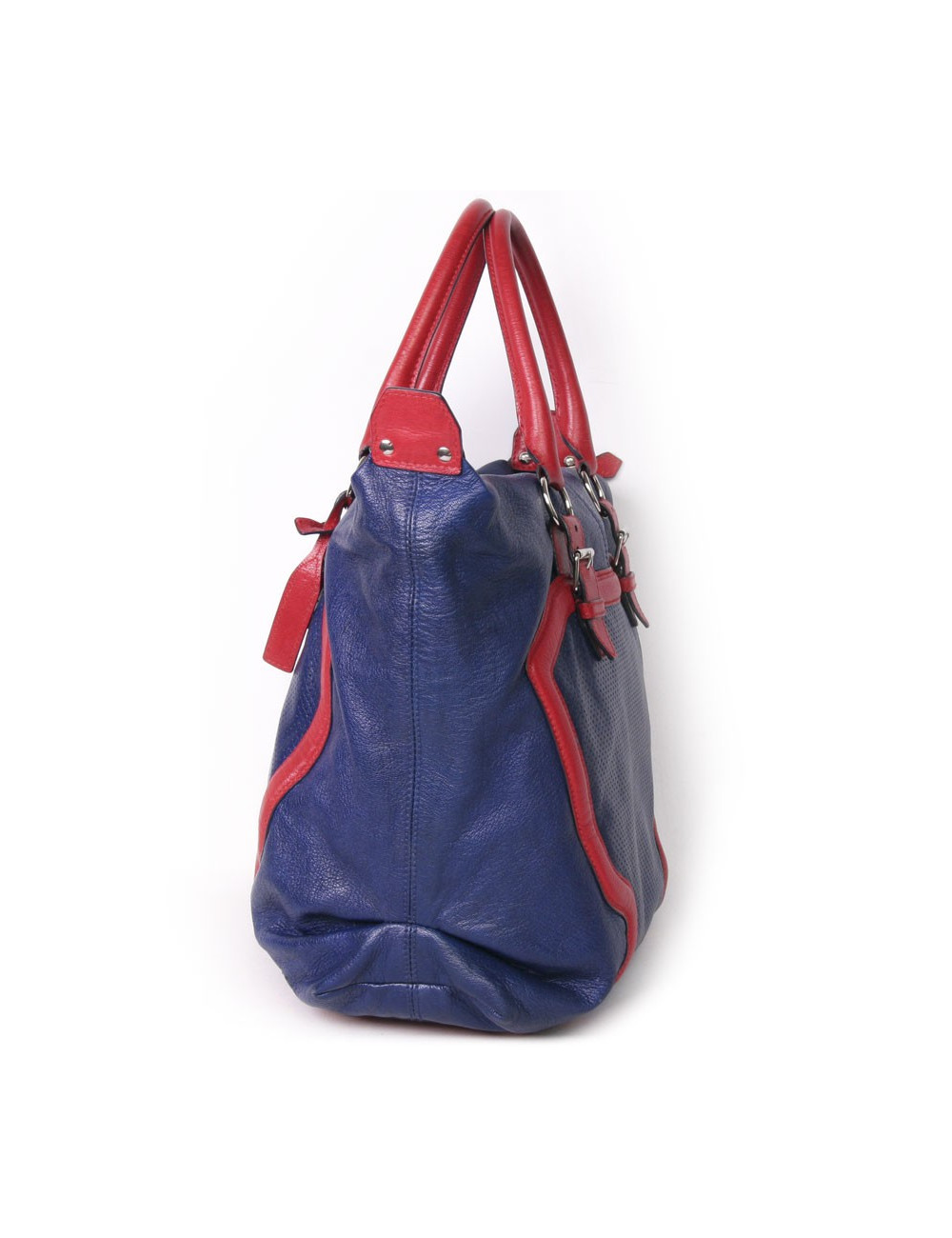 Sac ALEXANDER MC QUEEN cuir bicolore bleu et rouge