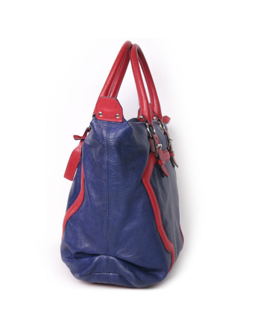 ALEXANDER MC QUEEN two-tone blue and red leather bag