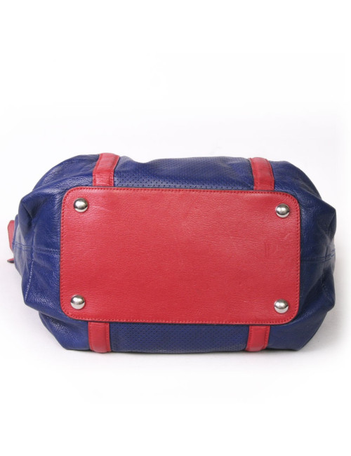 Sac ALEXANDER MC QUEEN cuir bicolore bleu et rouge