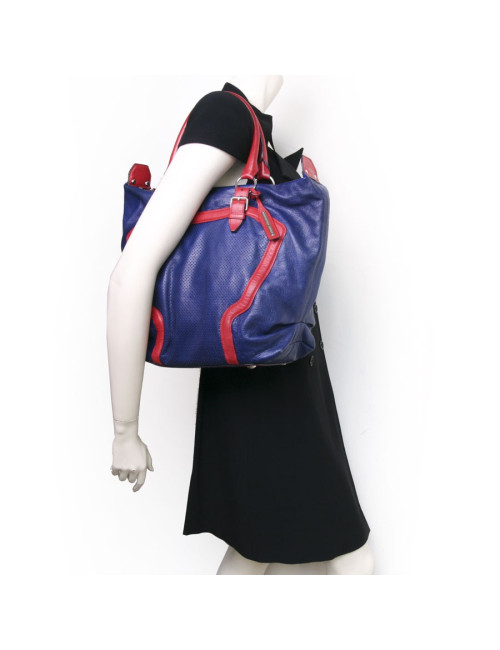 Sac ALEXANDER MC QUEEN cuir bicolore bleu et rouge