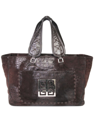 Sac  cabas GIVENCHY veau velours marron effet crocodile