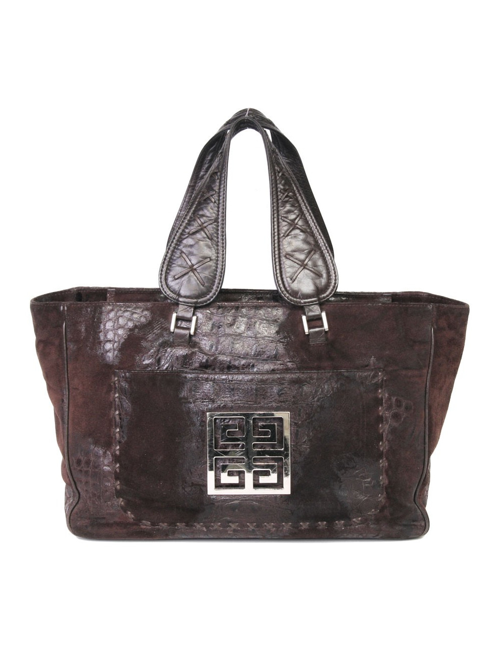Sac GIVENCHY cuir marron effet crocodile