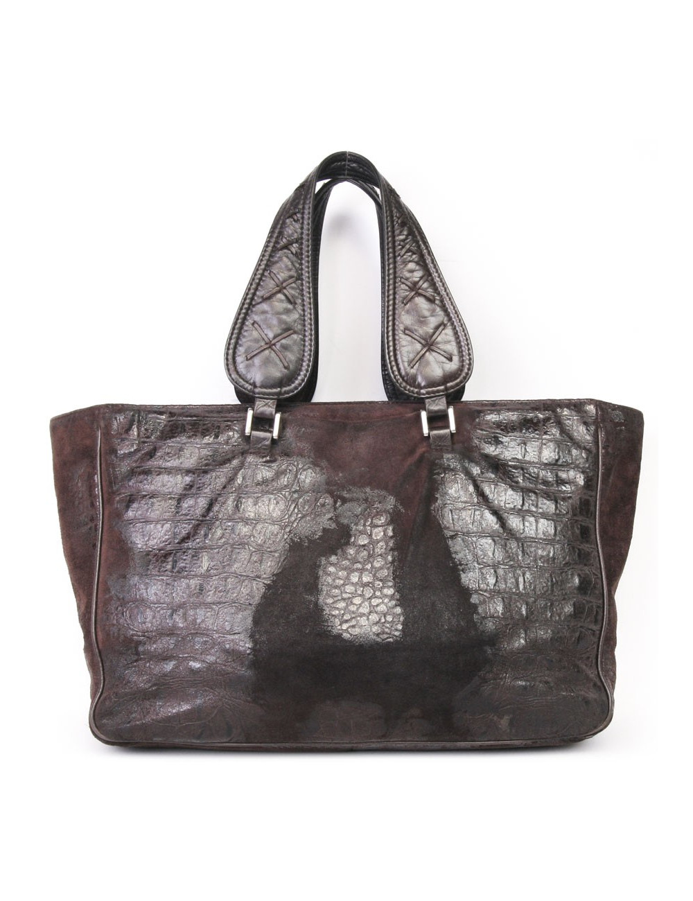 GIVENCHY suede effect Brown crocodile tote bag