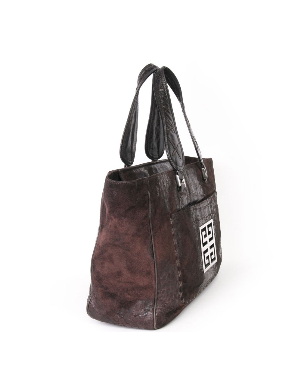 GIVENCHY suede effect Brown crocodile tote bag