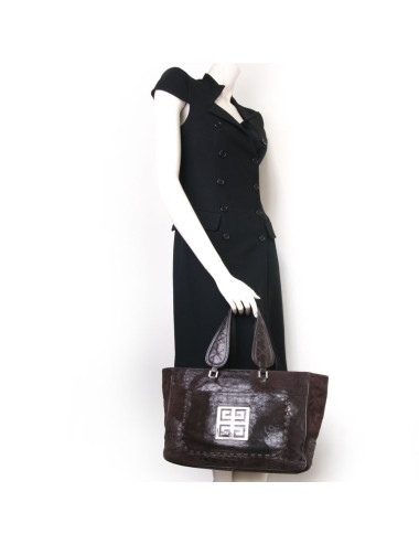 Sac  cabas GIVENCHY veau velours marron effet crocodile 2