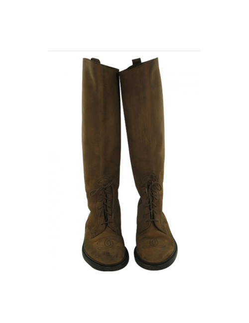 Bottes T 37.5 CHANEL marron à lacets