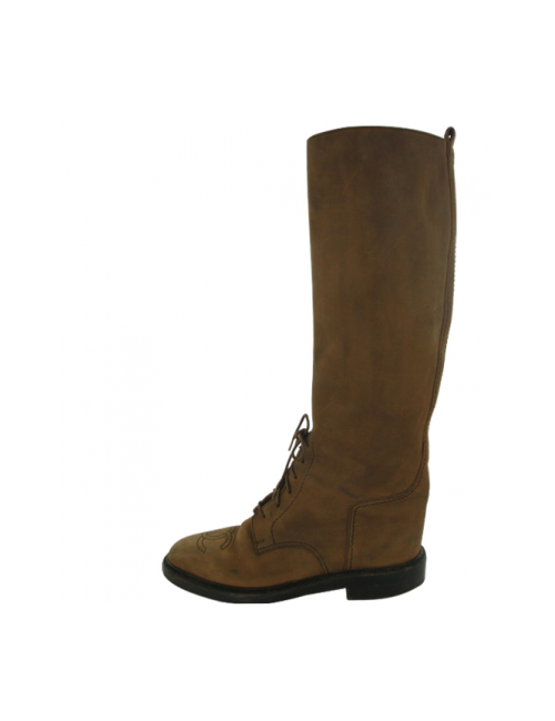 Bottes T 37.5 CHANEL marron à lacets