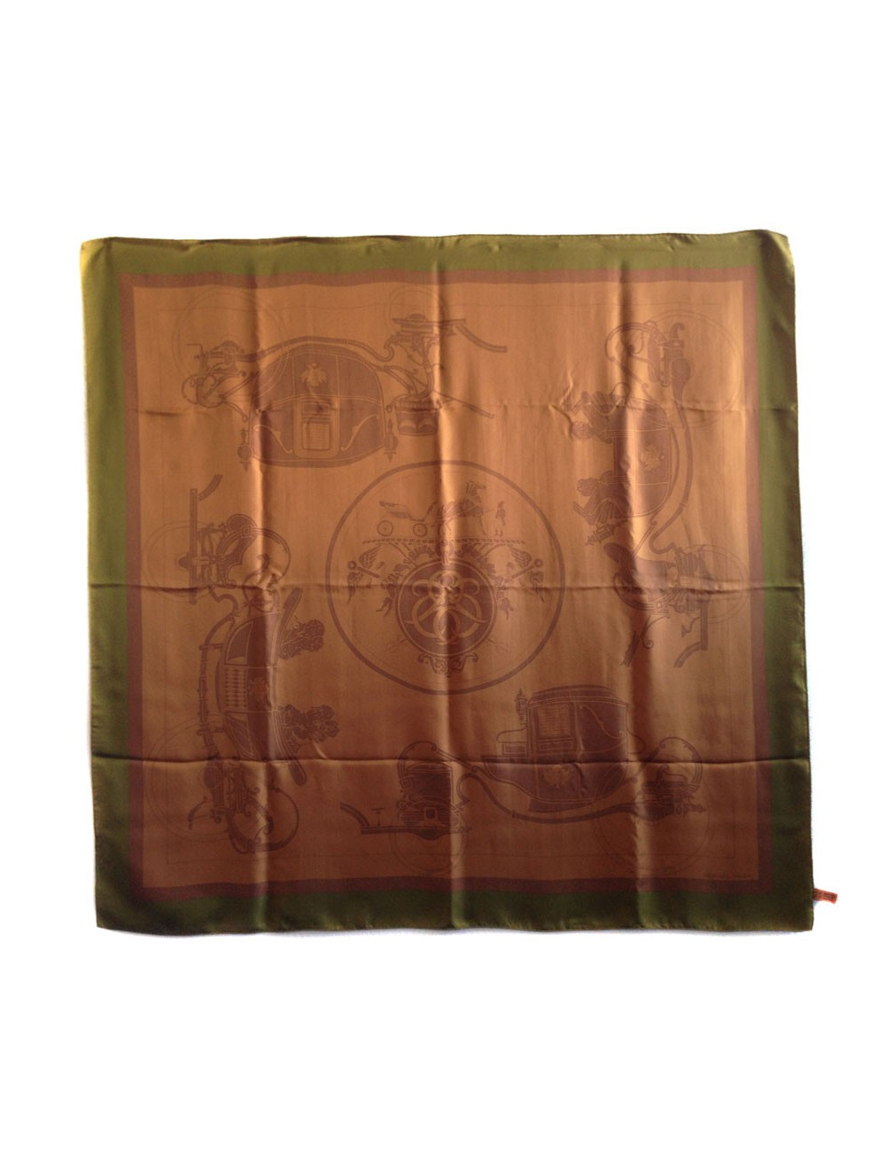 Shawl HERMES in Brown silk and khaki border