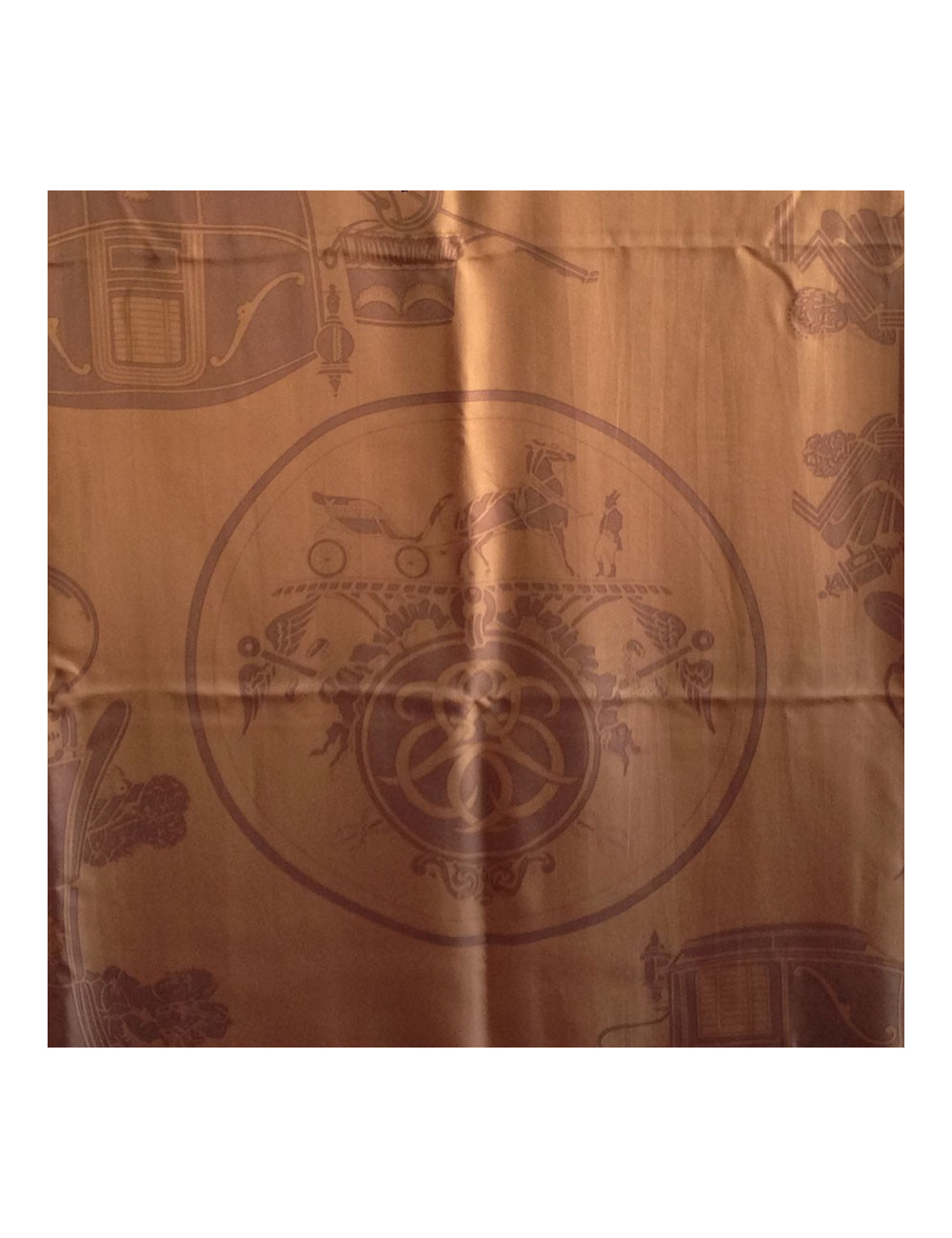 Shawl HERMES in Brown silk and khaki border