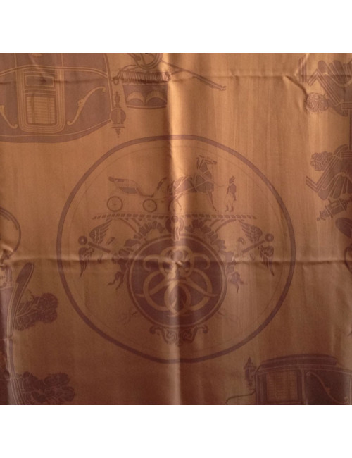 Shawl HERMES in Brown silk and khaki border