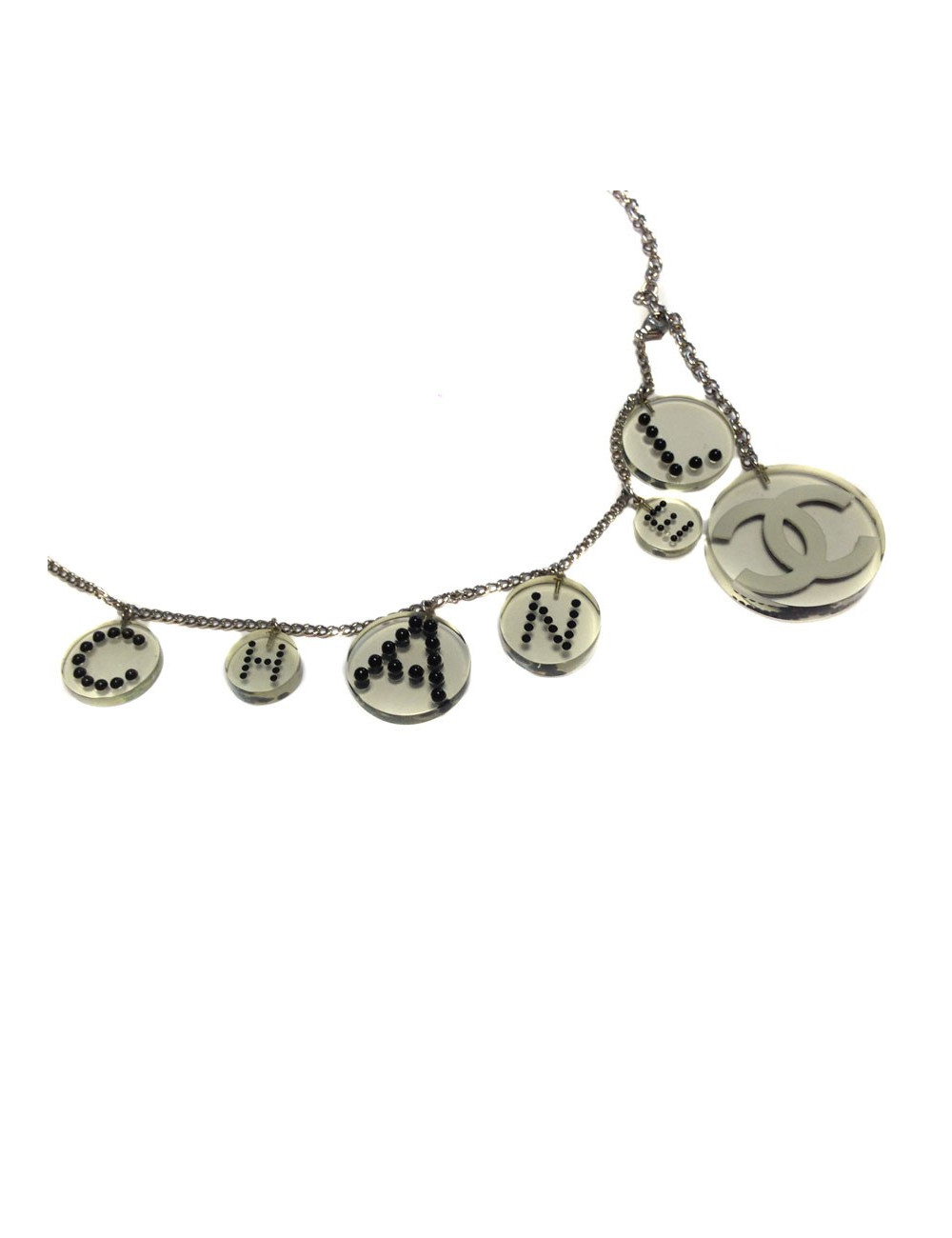 Belt necklace Chanel in transparent plexiglass and black pearls