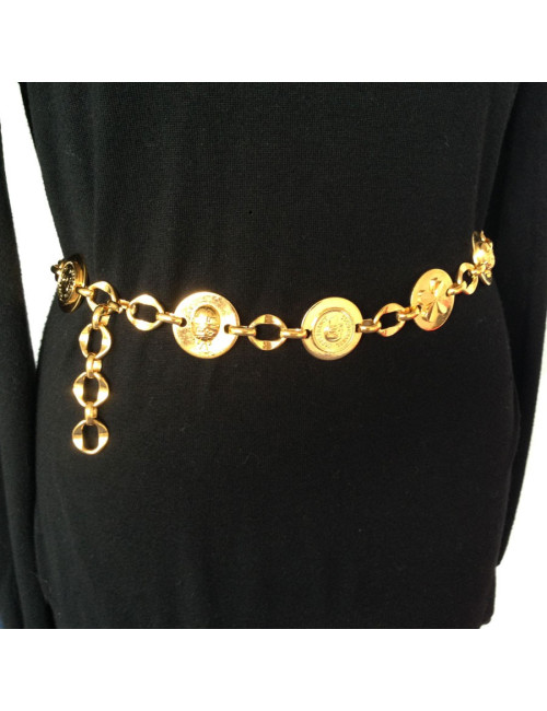 vintage CHANEL belt in gilded metal