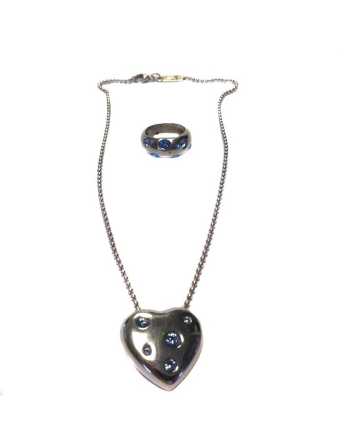 Parure YVES SAINT LAURENT collier bague argent