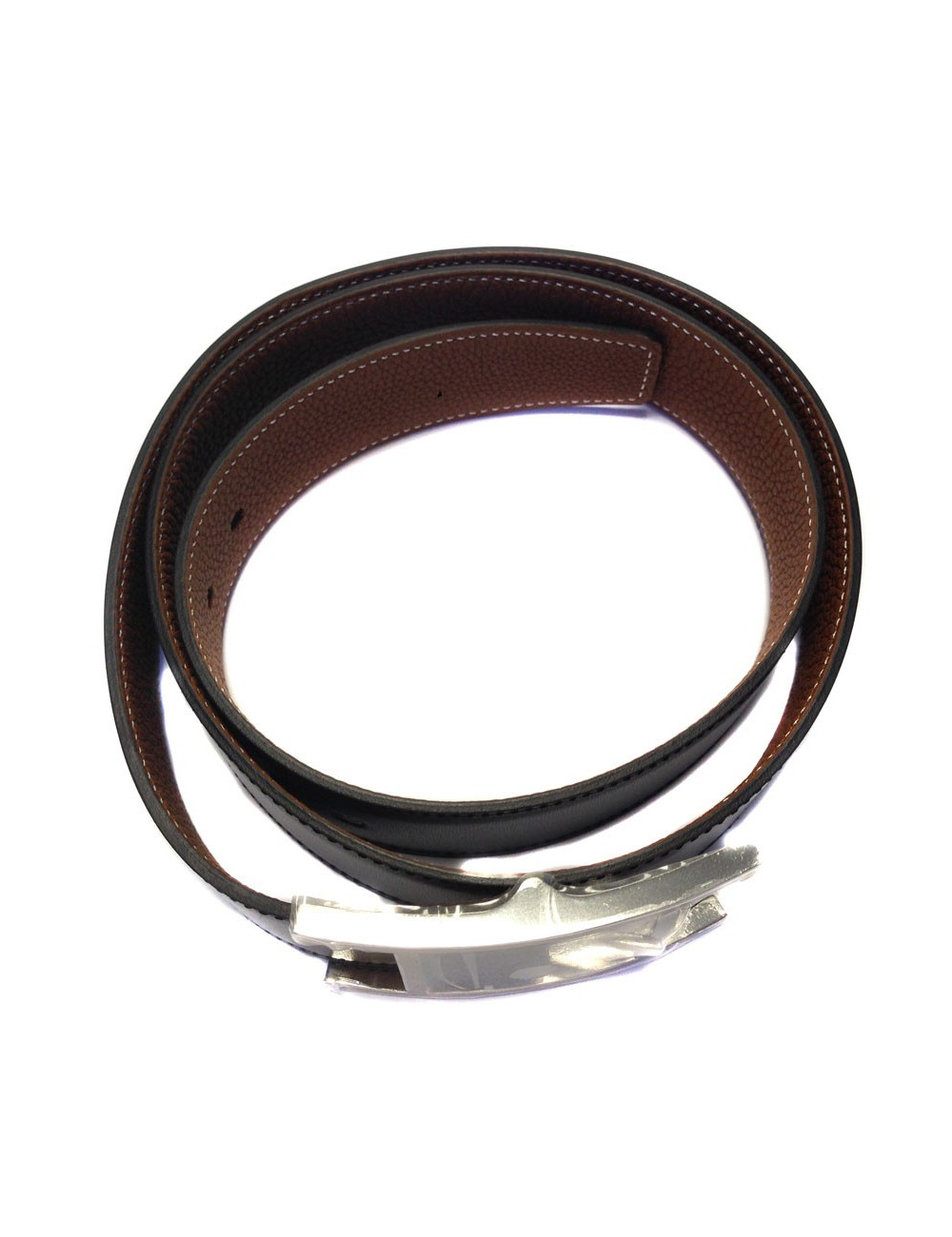 Ceinture HERMES en cuir réversible noir et gold