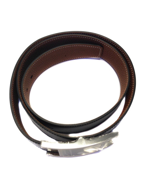 Belt HERMES reversible leather black and gold