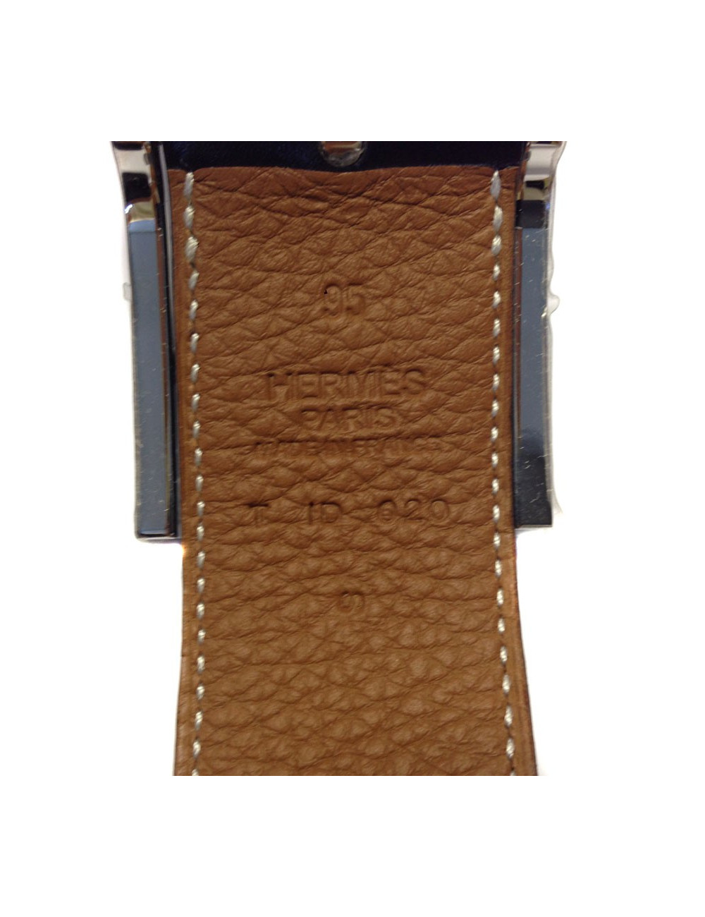Ceinture HERMES en cuir réversible noir et gold