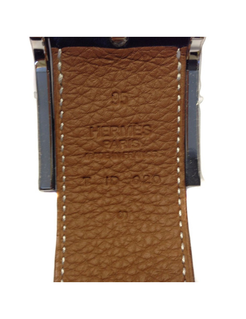 Ceinture HERMES en cuir réversible noir et gold