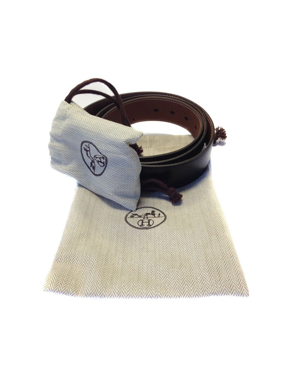 Belt HERMES reversible leather black and gold