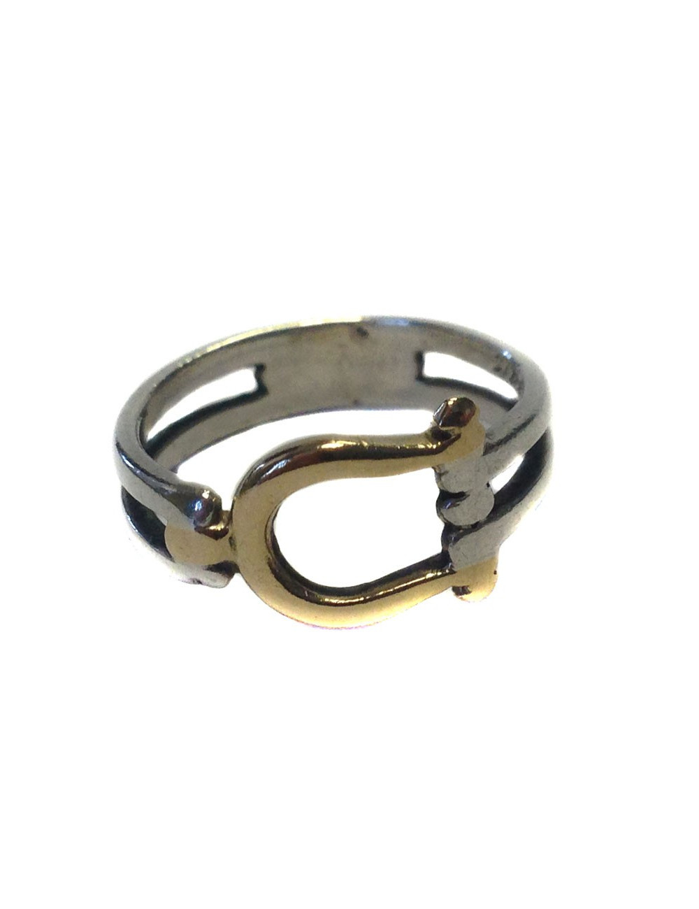 Bague HERMES taille 50 en argent et  or Vintage