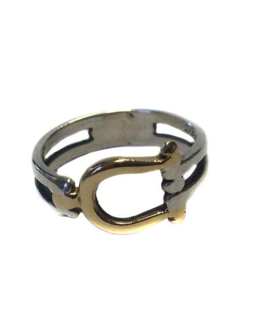 Bague HERMES taille 50 en argent et  or Vintage