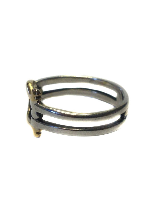 Bague HERMES taille 50 en argent et  or Vintage