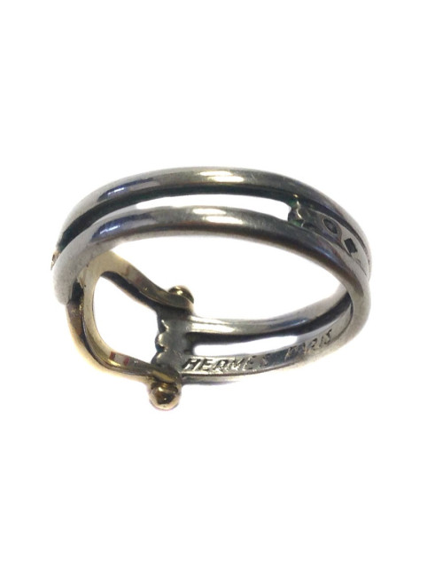 Bague HERMES taille 50 en argent et  or Vintage