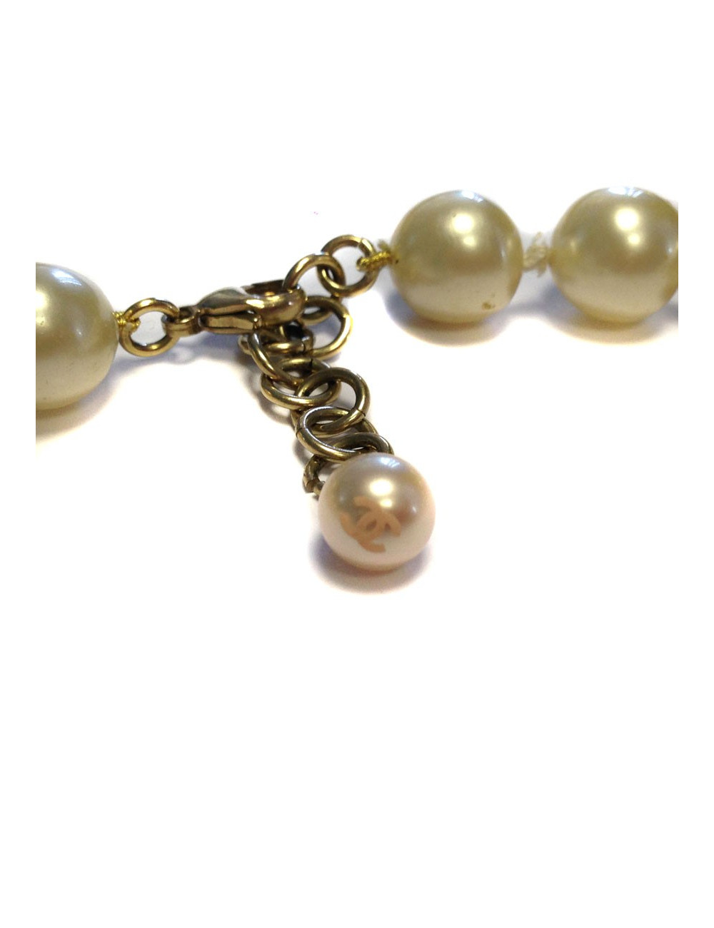 Collier CHANEL perles nacrées pâte de verre 90'