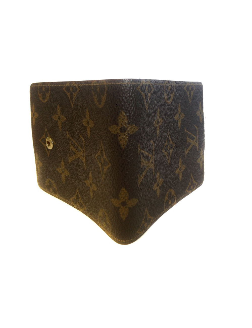 Wearing LOUIS VUITTON checkbook in monogrammed and leather coated canvas