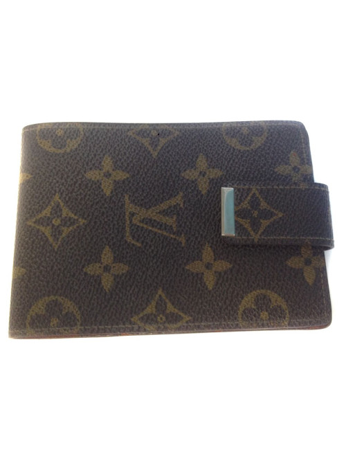 Porte chéquier LOUIS VUITTON en toile enduite monogrammée et cuir