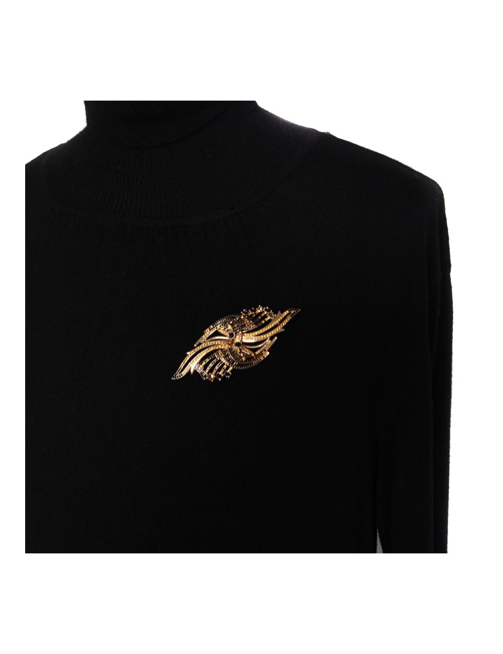 PIN seam in gold metal and rhinestones black and amber