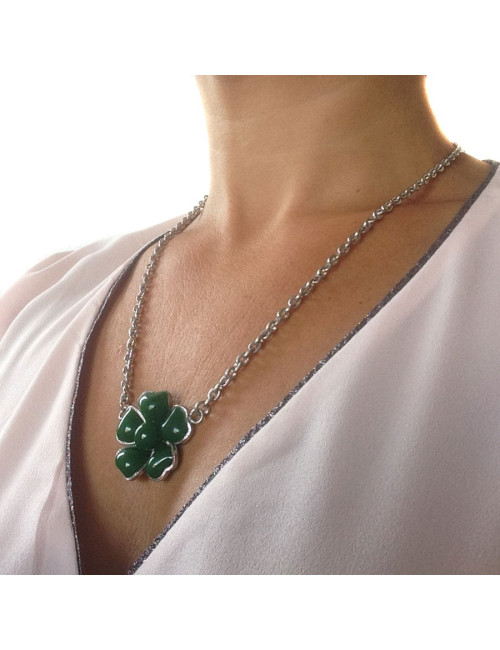 Collier fleurette MARGUERITE de VALOIS vert