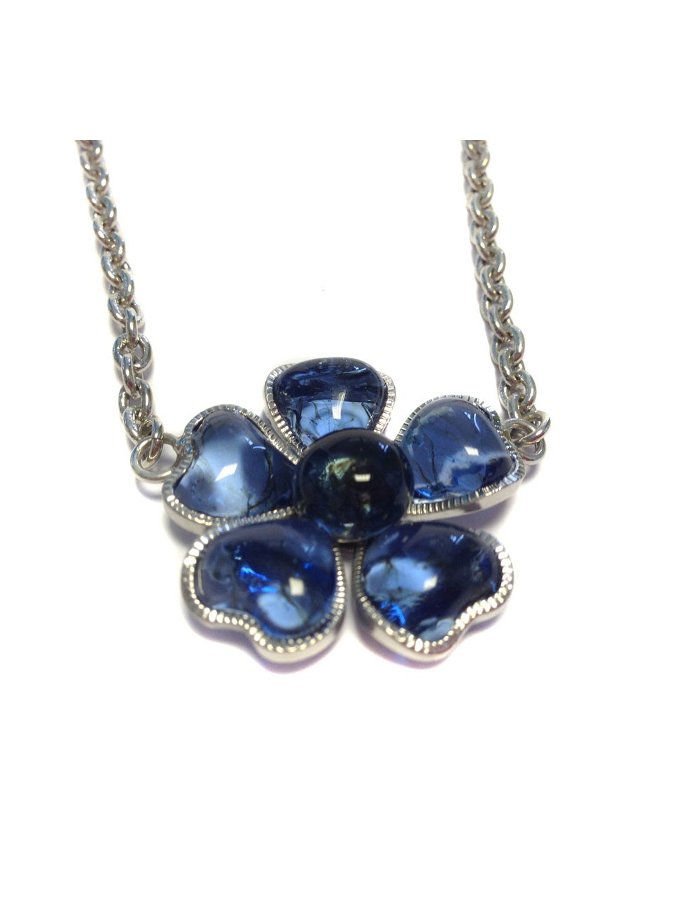 Collier fleurette MARGUERITE de VALOIS saphir foncé
