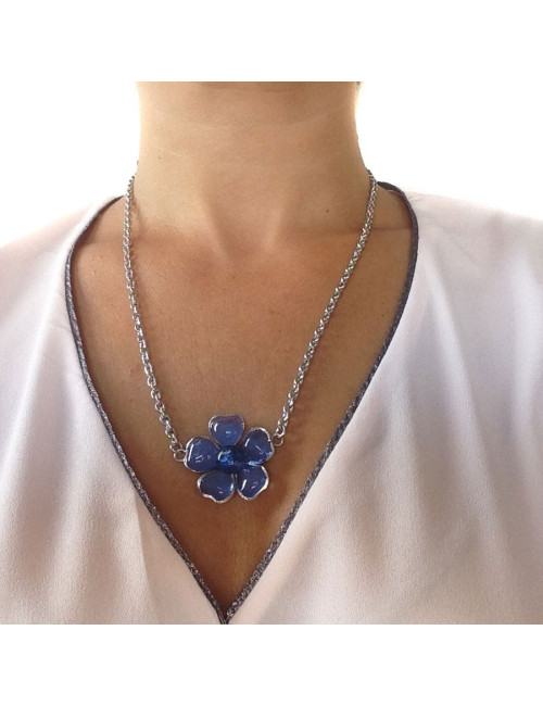 Necklace floweret MARGUERITE of VALOIS clear Sapphire