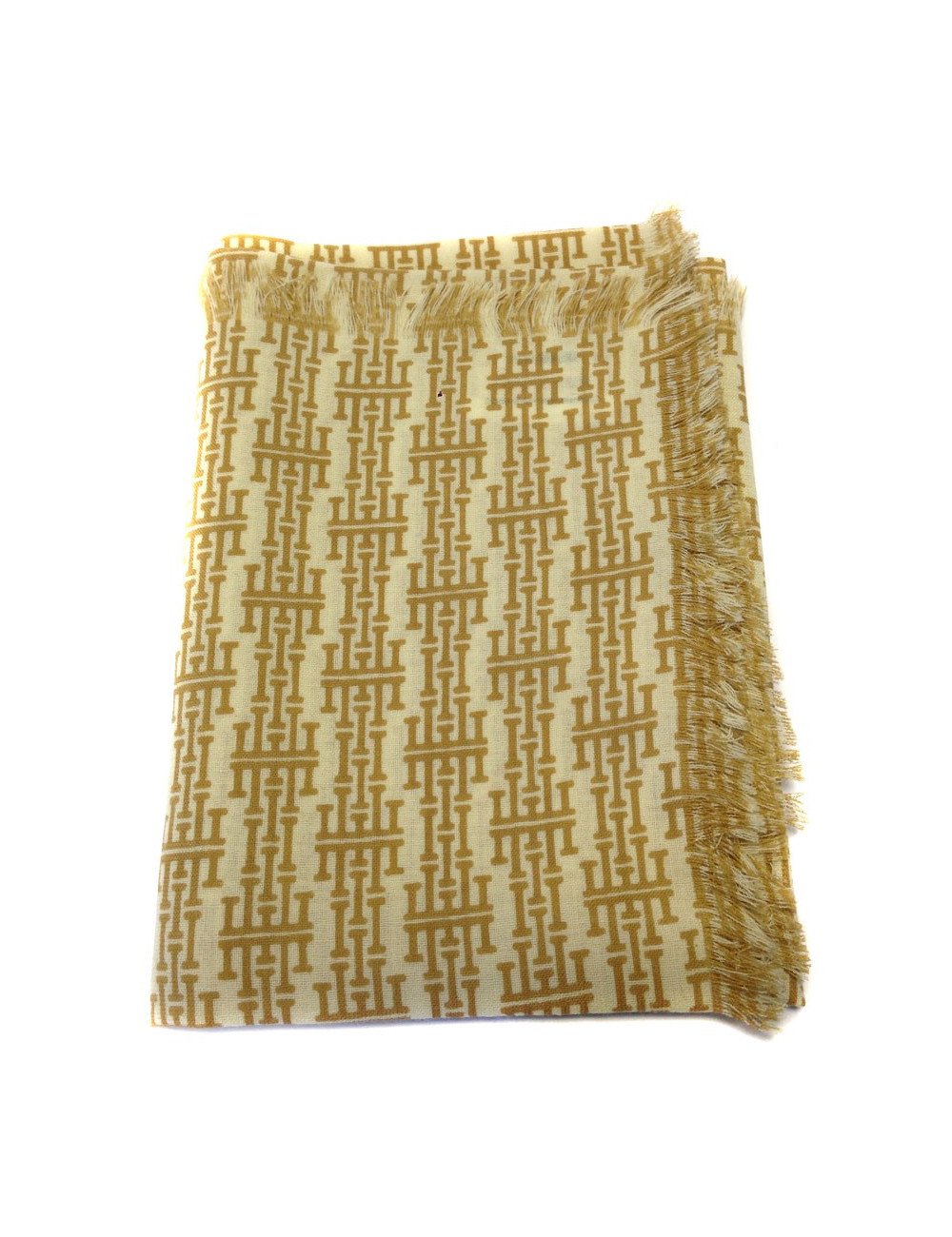 Foulard HERMES  en laine beige à motif H