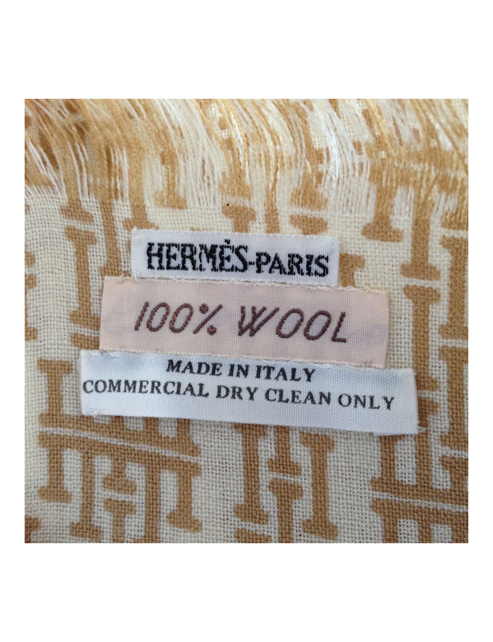 Scarf HERMÈS vintage beige pattern: wool
