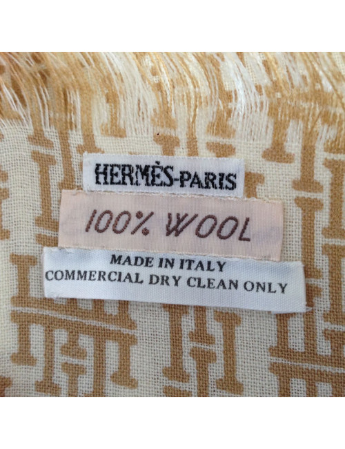 Scarf HERMÈS vintage beige pattern: wool