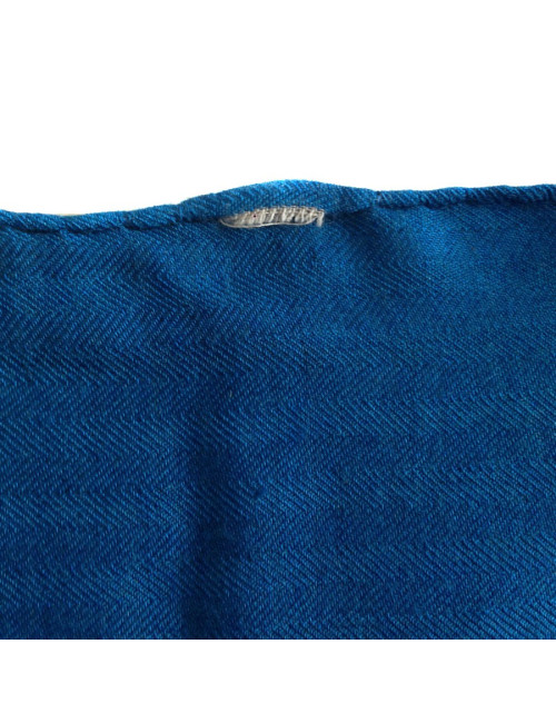 Shawl HERMES 'Game of straw' in cashmere and silk blue duck