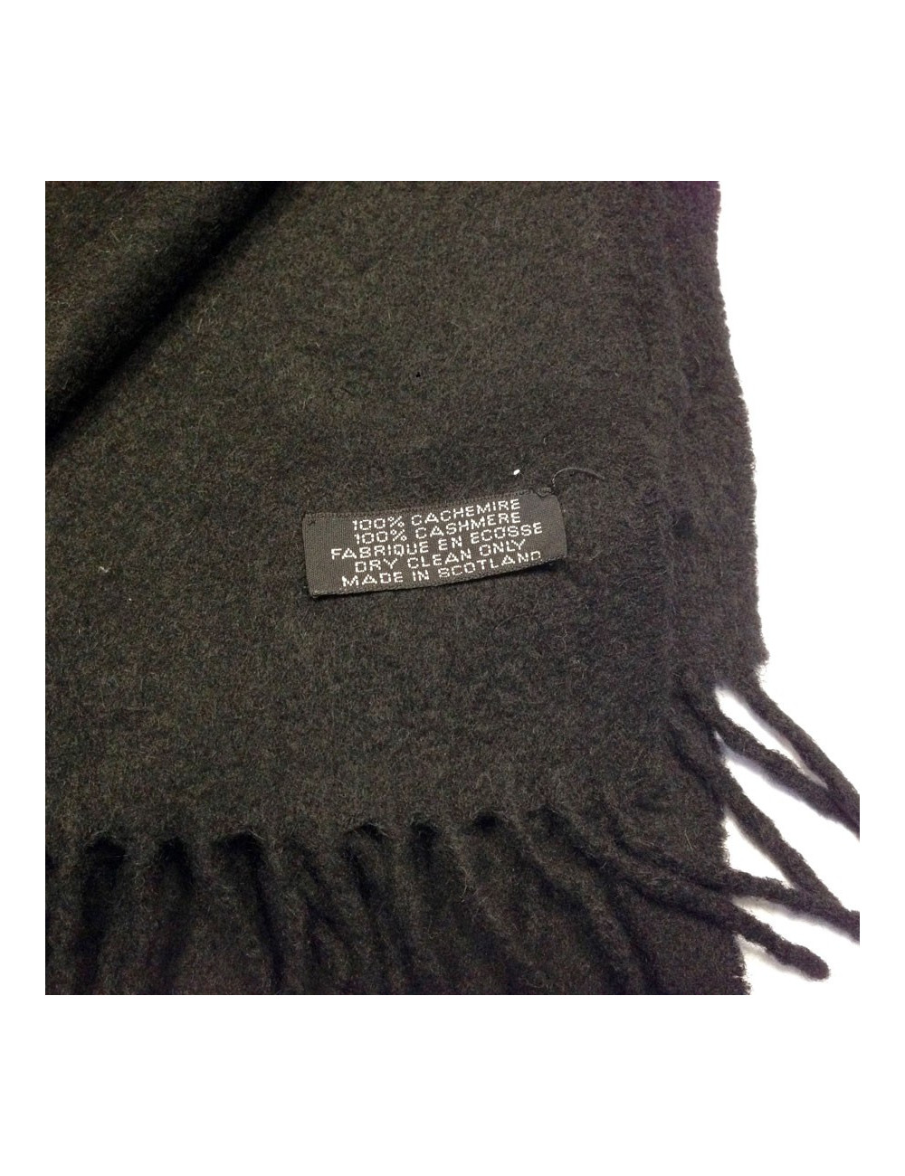 Fringed cashmere HERMES black shawl