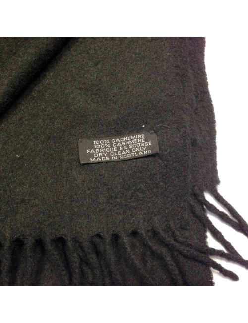 Fringed cashmere HERMES black shawl