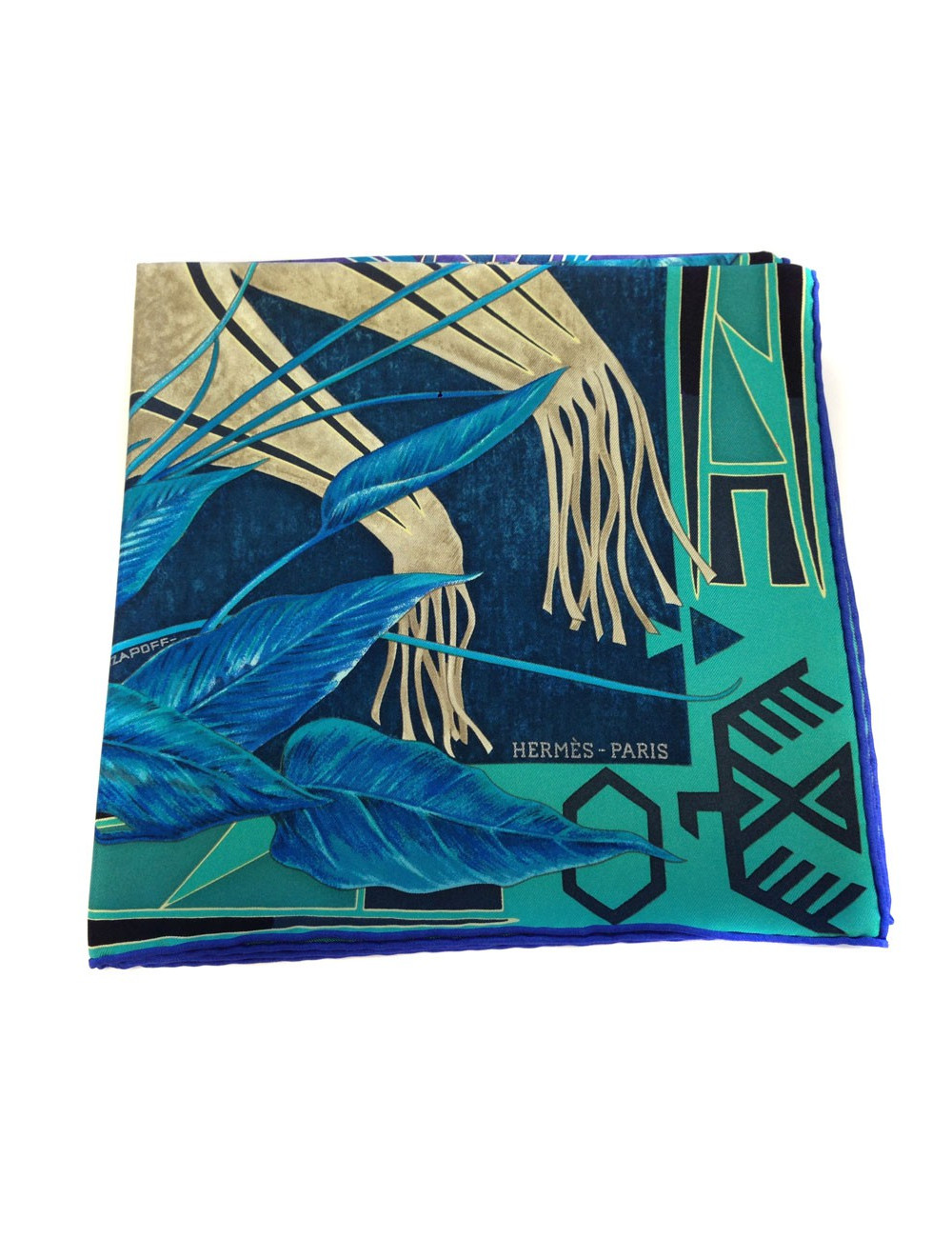 Hermès "WA ' KO NI" Princess Indian in blue silk