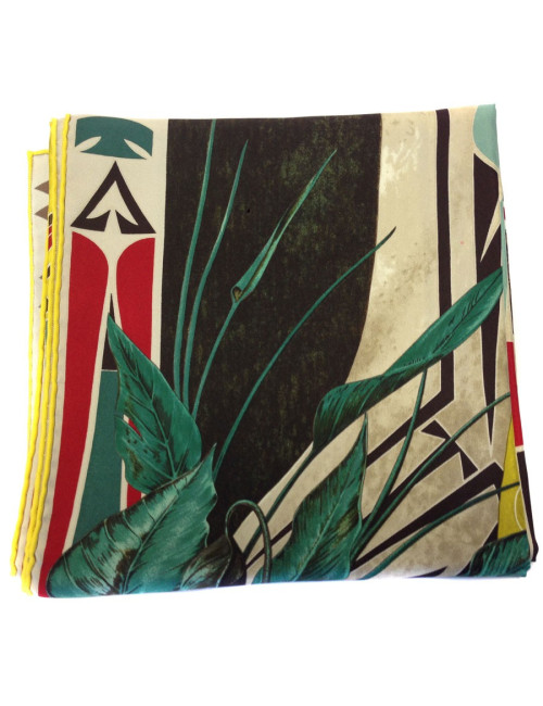 Carré HERMES "WA'KO NI" princesse indienne en soie jaune