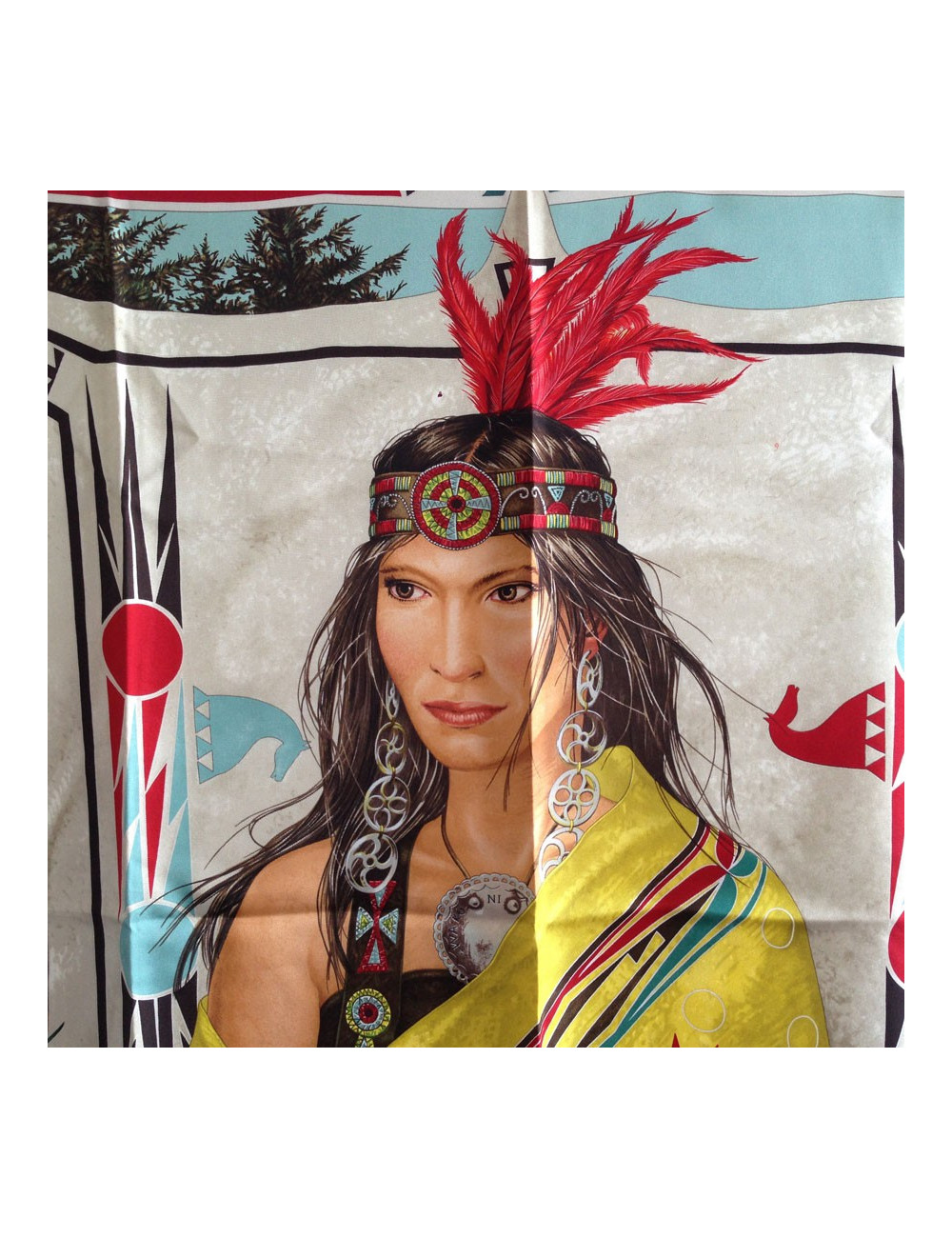 Hermès "WA ' KO NI" Princess Indian yellow silk